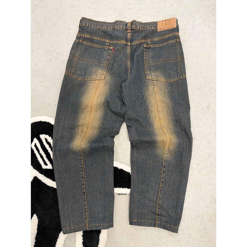 Loco Streetgear Vintage Y2K Baggy Jeans Mens 36x26 Blue Sandblast Wide Leg Denim